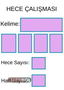 Hece harf sayısı bulma çalışması