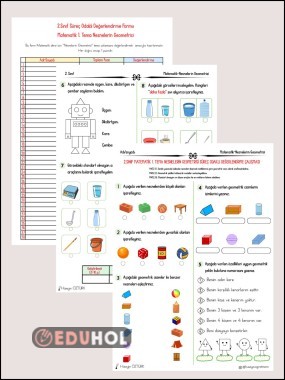 Matematik 1.Tema Nesnelerin Geometrisi- Süreç Odaklı Değerlendirme Çalışması
