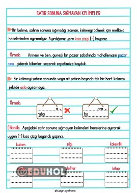 Satır Sonuna Sığmayan Kelimeler Defter Notu ve Çalışma Kağıtları