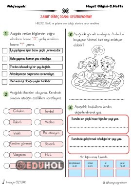 Süreç Odaklı Değerlendirme- Hayat Bilgisi( Güçlüyüm, gelişiyorum)