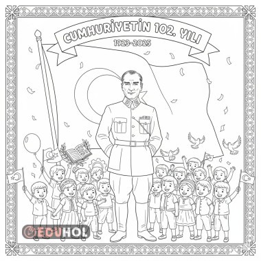 29 ekim cumhuriyet bayramı grup boyama etkinliği 12 a4 boyutunda