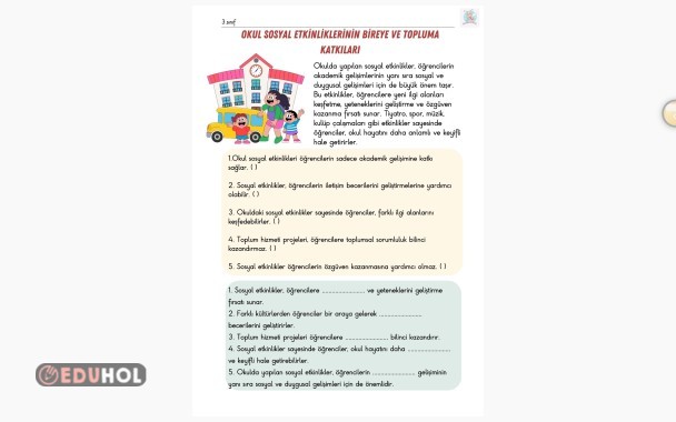 okuldaki sosyal etkinliklerin bireye ve topluma katkıları