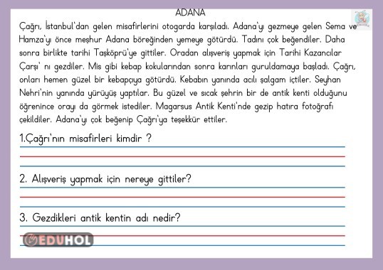Okuma anlama metni - Adana