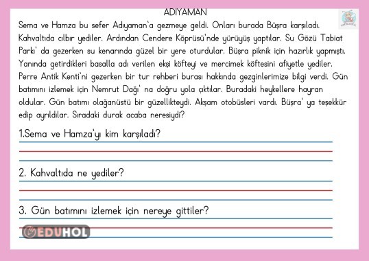 Okuma anlama metni - Adıyaman