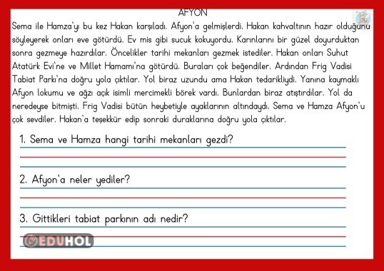 Okuma anlama metni - Afyon