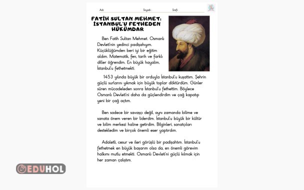 okuyorum anlıyorum Fatih Sultan Mehmet