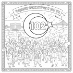 cumhuriyet Bayramı boyama sayfası 102.yıl