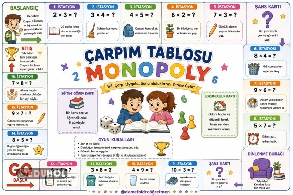 3.Sınıf Çarpım Tablosu Monopoly ♟️