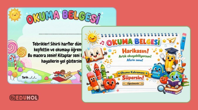 1.Sınıflar İçin Okuma Belgesi