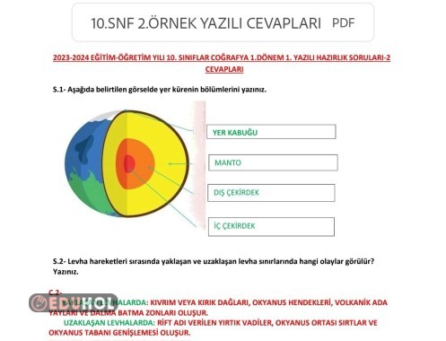 1.SINIF COĞRAFYA YAZILIYA HAZIRLIK CEVAP ANAHTARI 2