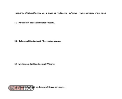9.SINIF COĞRAFYA 1.DÖNEM 1.YAZILI ÖRNEKLERİ 3