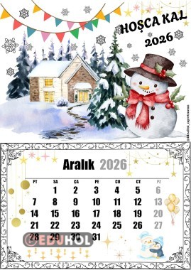 Aralık 2026 Takvimi