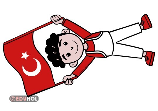Bayrak tutan erkek çocuk