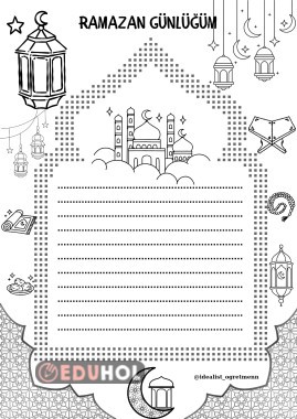 Ramazan Günlügü Yazma ve Boyama Sayfası