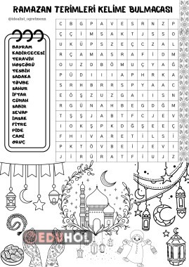 Ramazan Terimleri Boyamalı Bulmaca