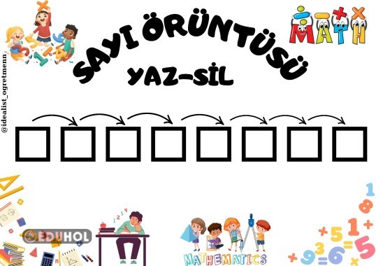 Sayı Örüntüsü Yaz Sil Çalışma Kağıdı