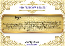 Veli Teşekkür Belgesi