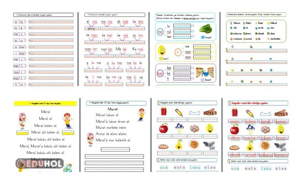 1.SINIF İLKOKUMA YAZMA M SESİ HECE KELİME ÇALIŞMASI, SEMBOLLER, METİNLER, DEĞERLENDİRME