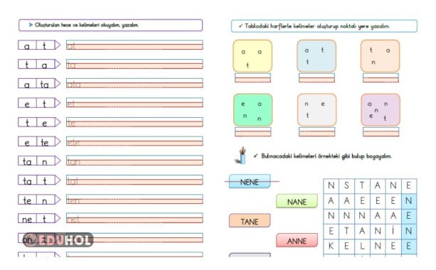 1.SINIF İLKOKUMA YAZMA  T SESİ