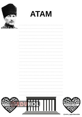 10 Kasım şiir şablonu, siyah beyaz