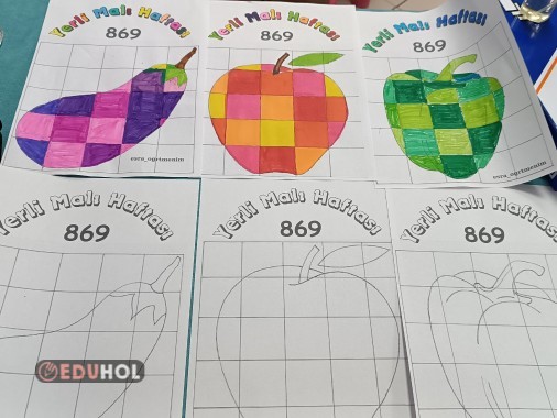 Yerli Malı Haftası Meyve -Sebze Karesel Boyama