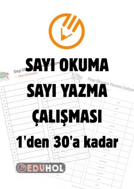 1'den 30'a Kadar Sayı Okuma, Yazma Çalışması