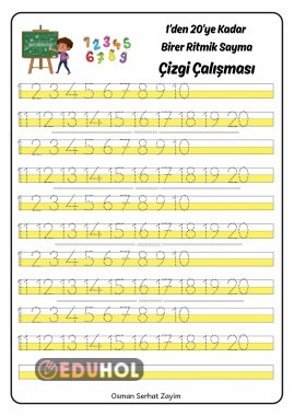 20'ye Kadar Birer Ritmik Sayma ( Çizgi Çalışması)