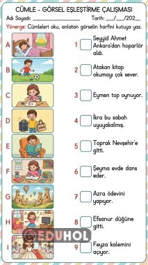 Özel Eğitim, Okuma Anlama Cümle Görsel Eşleme Çalışması