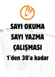 1'den 30'a Kadar Sayı Okuma, Yazma Çalışması