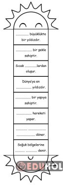 Güneş'in Özellikleri - Akordiyon deftere yapıştırma etkinliği