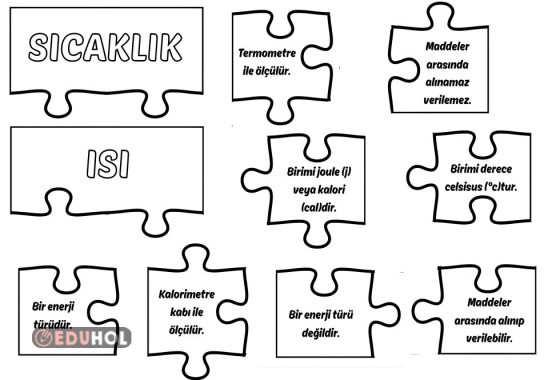 Isı ve Sıcaklık - Puzzle Etkinlik