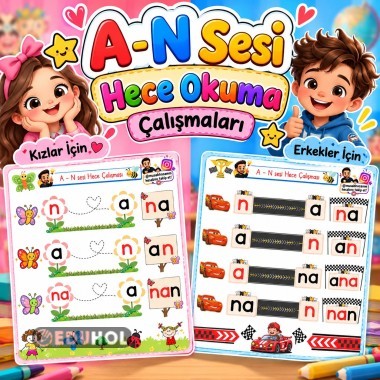 A-N sesleri için Mükemmel Ötesi Hece Okuma Çalışma Kağıtları