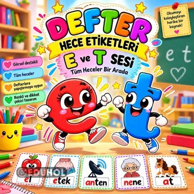 E-T sesi Defter Hece Çıkartmaları