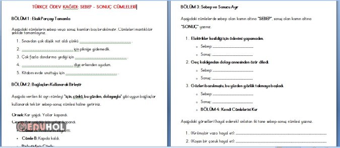 SEBEP SONUÇ CÜMLELERİ