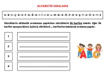 Alfabetik Sıralama Yaz-Sil Tahtası