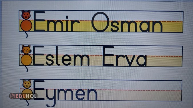 1. Sınıf İsim Farkındalığı ( Kılavuz Çizgili word)