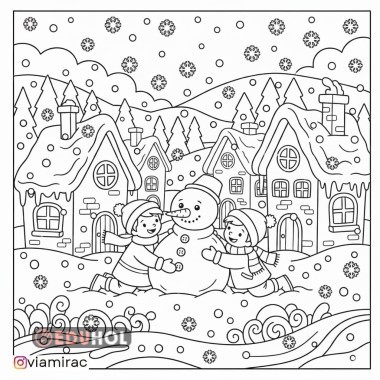 kış mevsimi boyama sayfası