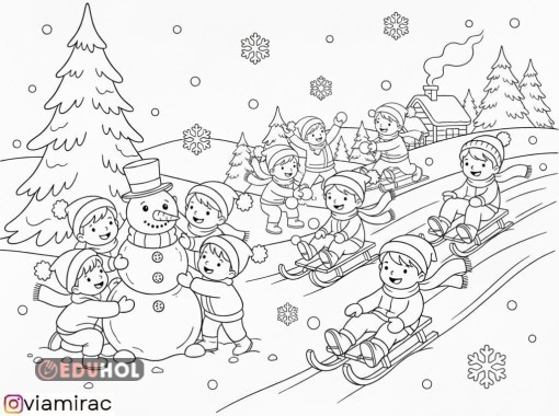 kış mevsimim boyama