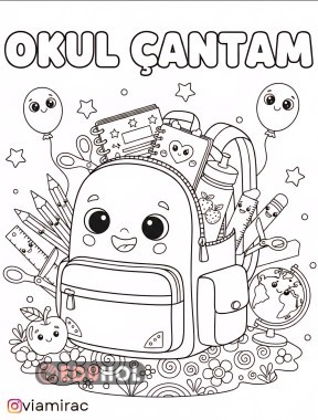 Okul eşyalarım boyama sayfası