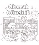 Kütüphane boyama sayfası