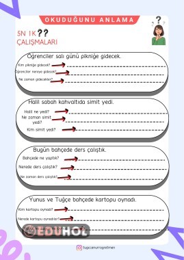 1.Sınıf Cümle Anlama Çalışmaları