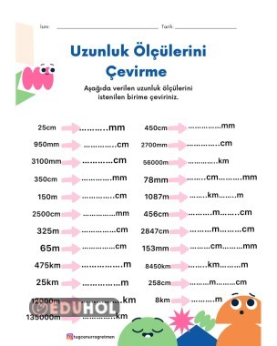 4. Sınıf Uzunluk Ölçü Birimleri Dönüşüm