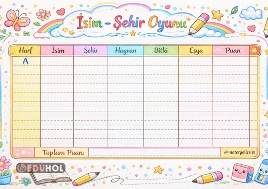 İsim - Şehir Oyunu