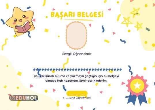 İlkokuma Yazma Başarı Belgesi