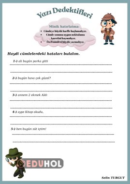 Yazım Kuralları İle İlgili Çalışma Kağıdı