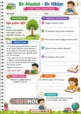 Bir Atasözü – Bir Hikâye | 4. Sınıf Türkçe Çalışma Sayfası