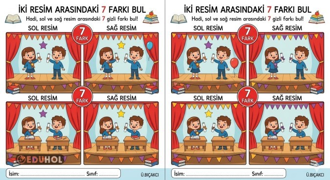📚🔍 Dikkat ve Gözlem Becerileri 7 Farkı Bul