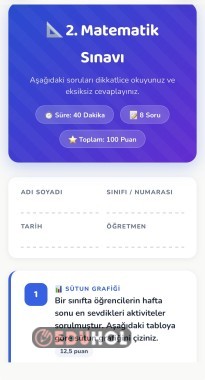 5.Sınıf yazılı konuları ile birebir eşleşen sınav .
