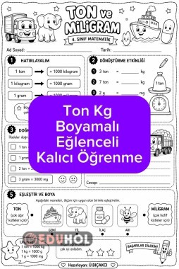 Ton ve Kg  PDF görsel destekli boyama etkinliği ile eğlenceli