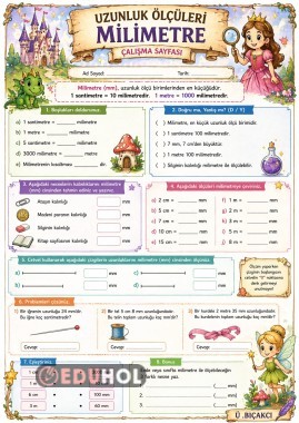 Uzunluk ölçüleri milimetre.